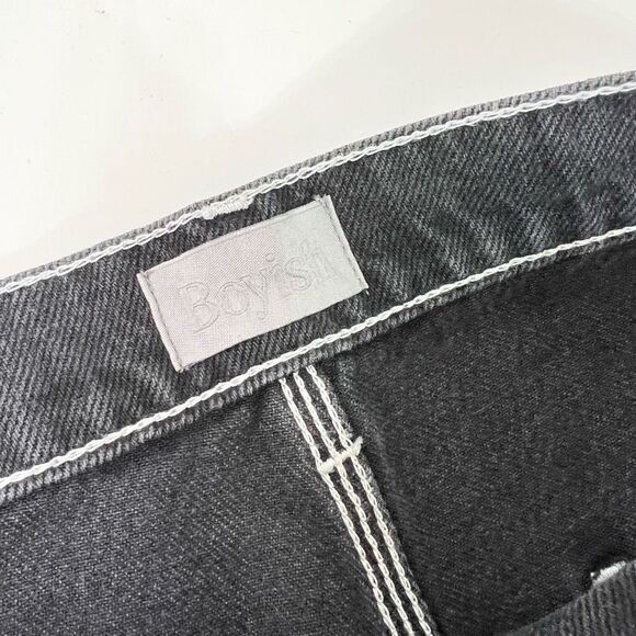 BOYISH Ziggy Jeans Women 27 Relaxed Straight Leg High Waist Black Carpenter - Picture 4 of 14